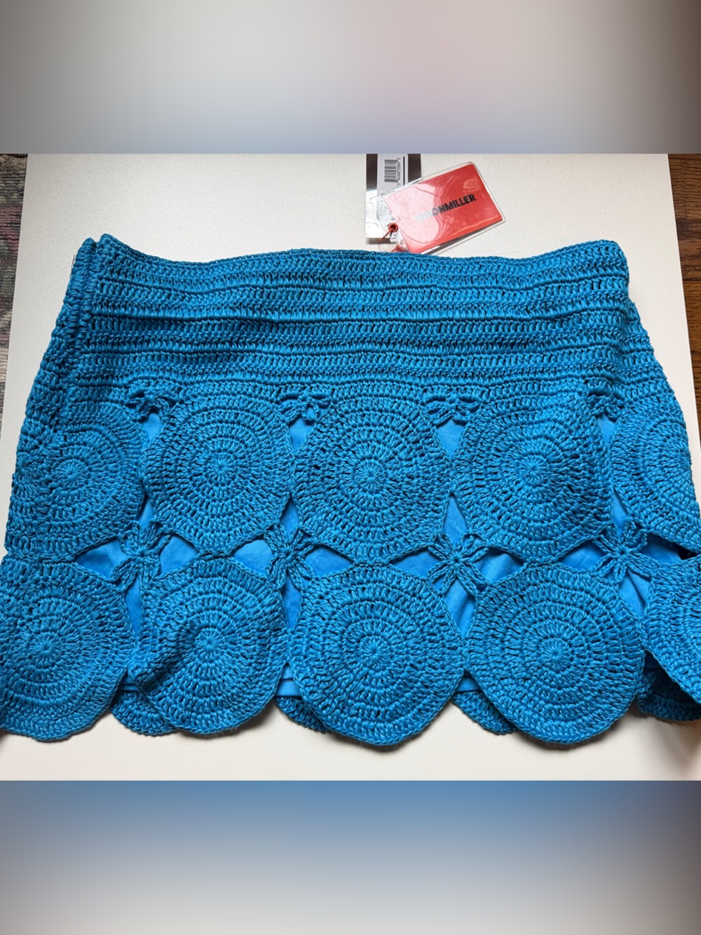 Simon Miller Bright Turquoise Crochet Circle Mini Skirt